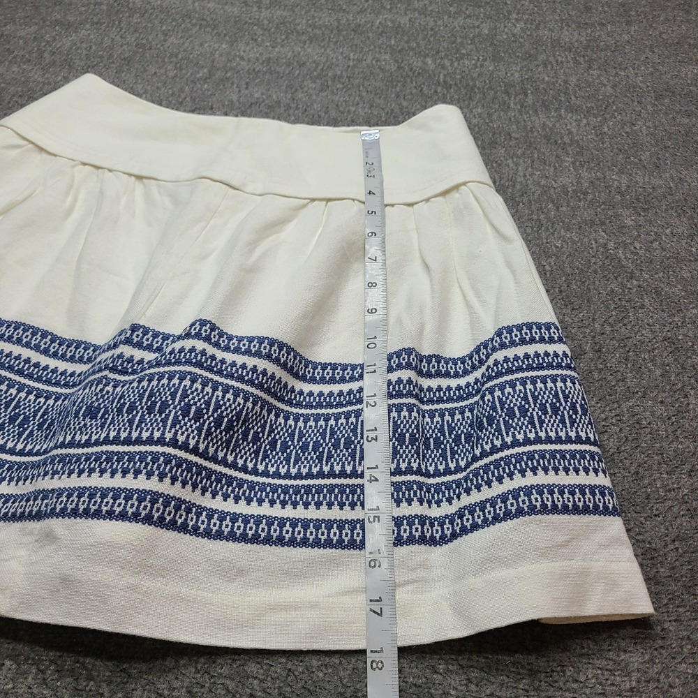 Madewell Mini Skirt Womens 4 White Blue Excellent E9967 Embroidered Cotton Boho - Picture 2 of 7